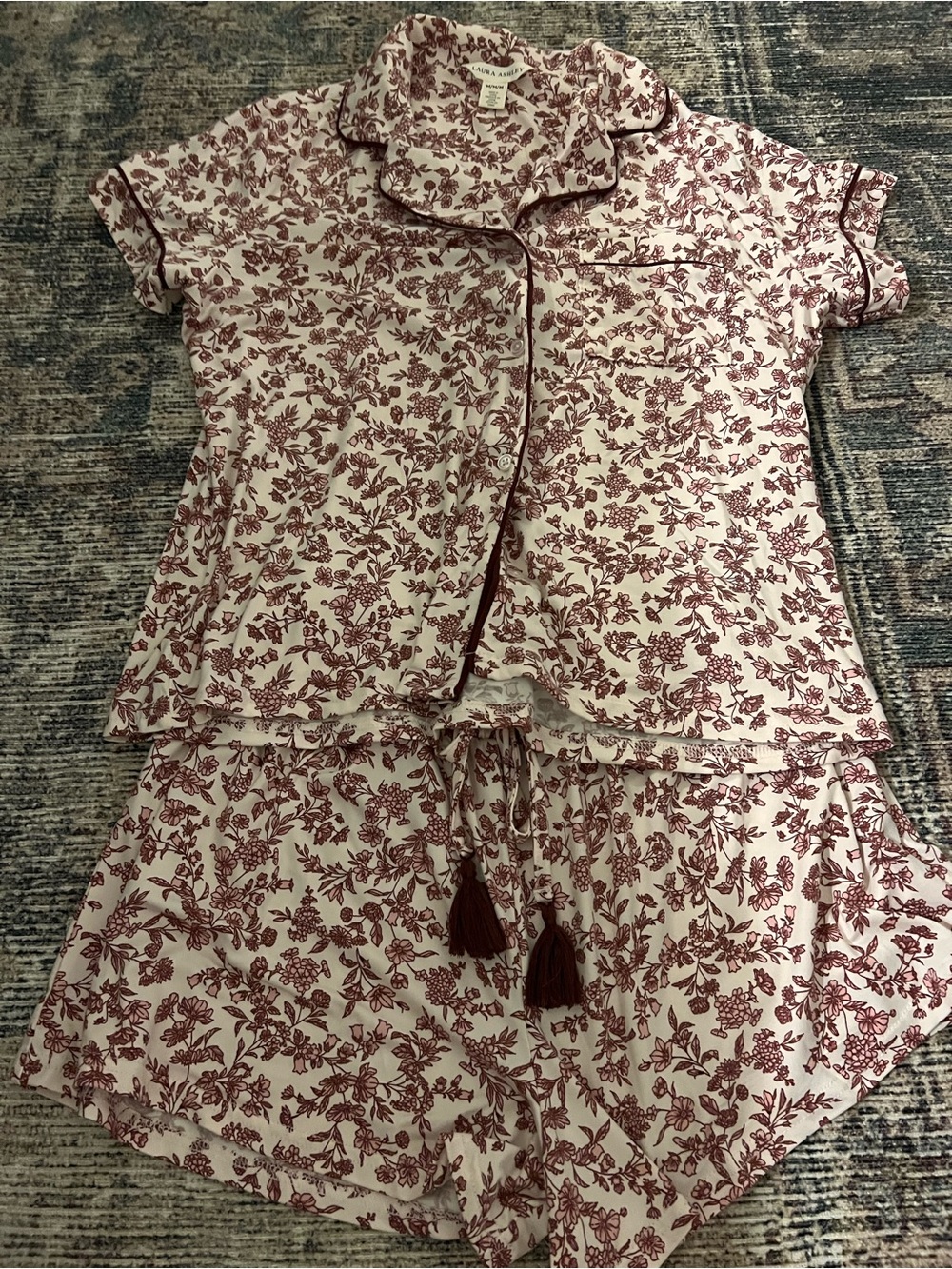 Laura Ashley Pink and Burgundy Floral Sleep Set